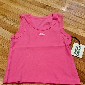 Daily Drills Size M/L MONTAUK MONOCHROMES Logo Ribbed pink tank